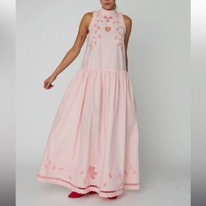 Stella Nova EMBROIDERY ANGLAISE SLEEVELESS MAXI DRESS - PINK